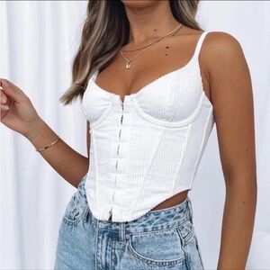 White Fox Boutique White Ribbed Crop Top